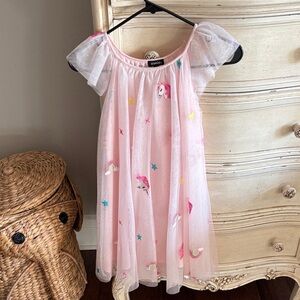 Tiny Tribe Pink Unicorn and Rainbow tulle Dress